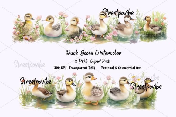 Baby Duck Goose Watercolor Clipart PNGs: A Creative Tool for Designers and Hobbyists