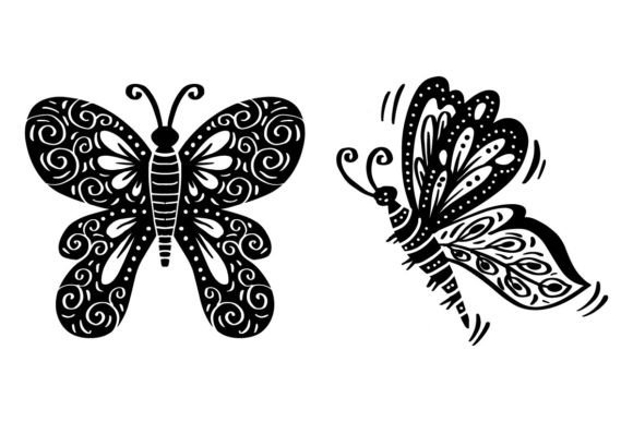 Beautiful Butterfly Zentangle Stylized