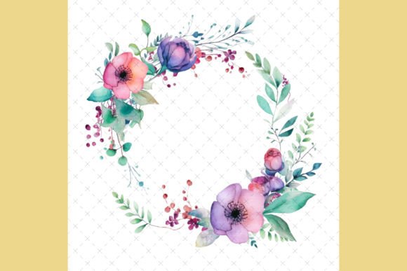 Beautiful Floral Watercolor Wreath: A Versatile Digital Asset for Creative Projects