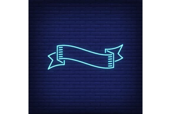 Blue Ribbon Banner on Brick Background: A Modern Design Statement