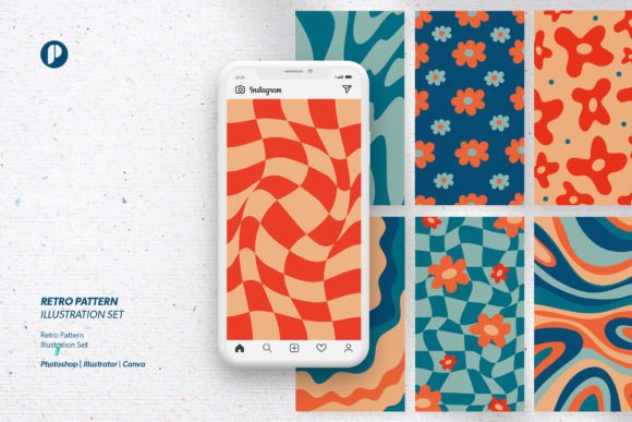 Bold Retro Pattern Illustration Set: A Timeless Design Resource for Modern Creatives