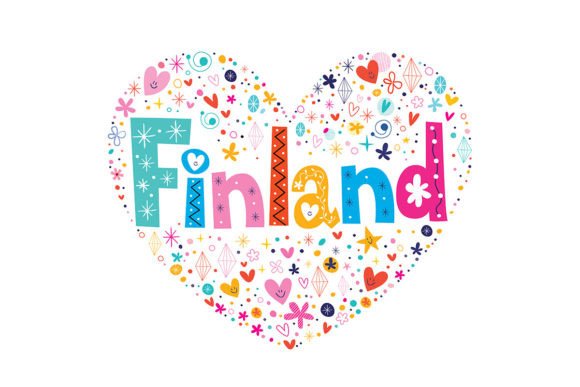 Finland Decorative Lettering Heart Shaped Design – A Creative Asset for Diverse Uses