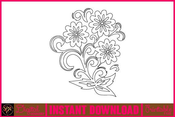 Floral Line Art Flower SVG Elements 31