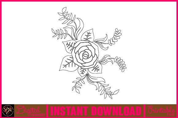 Floral Line Art Flower SVG Elements 57