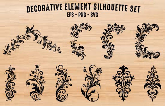 Floral Ornament Vector Silhouette Set for Creative Projects