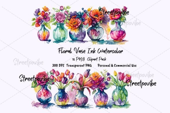 Flower Vase Alcohol Ink Watercolor PNG: A Versatile Design for Creative Projects