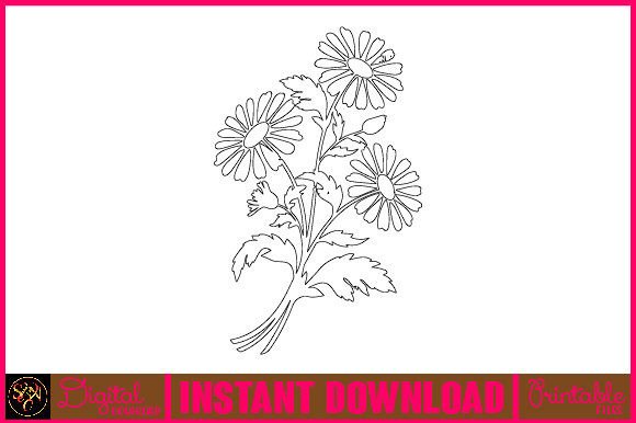 Hand-Drawn Floral Elegance: Sunflower Line Art Flower SVG Elements 6 for Creative Projects