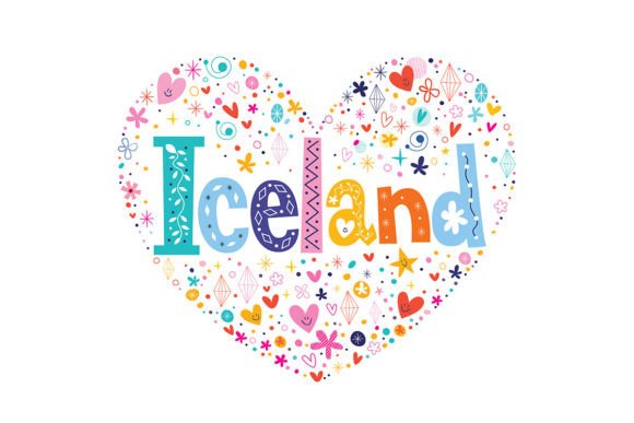 Iceland-Inspired Decorative Lettering: A Heart-Shaped Design for Creative Projects