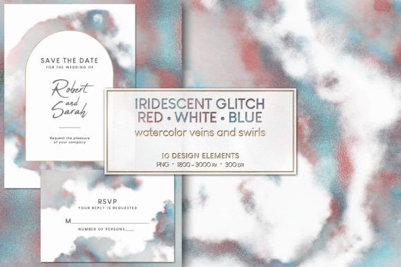 Iridescent Watercolor Veins Swirls for Creative Design