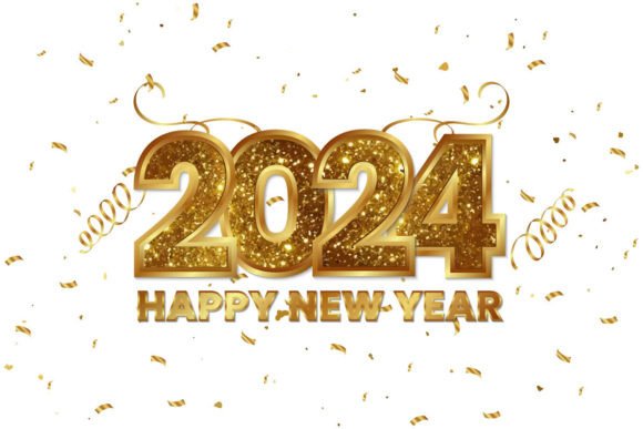 New Year 2024 Gold Confetti Background — A Strategic Visual Asset for Purposeful Celebrations