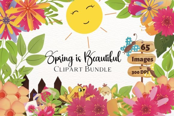 Spring is Beautiful Clipart Bundle: 65 High-Quality Digital Images for Spring Projects