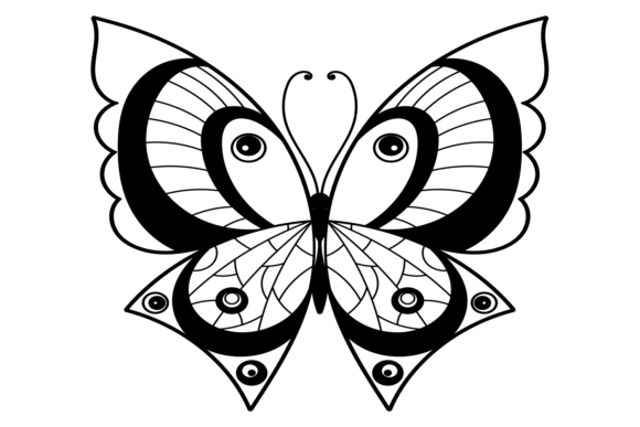 Stylized Butterfly with Line Ornament Wings